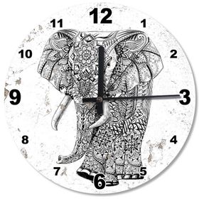 Tablomega SAAT-149-50 Tribal Desenli Fil Ahşap 50 cm Çap Duvar Saati