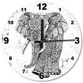 Tablomega SAAT-149-50 Tribal Desenli Fil Ahşap 50 cm Çap Duvar Saati