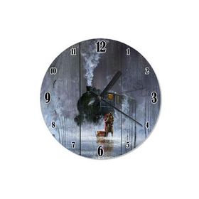 Tablomega SAAT-1510-30 Tahta Üzerinde Kara Tren Akarlı 30 cm Çap Duvar Saati