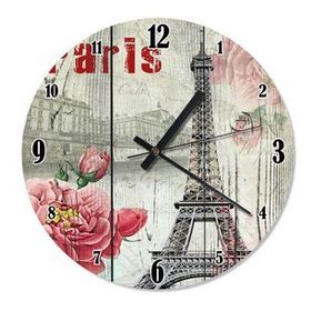 Tablomega SAAT-1547-30 Paris Eyfel Kulesi Ve Gül Özel Tasarım 30 cm Çap Duvar Saati