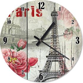 Tablomega SAAT-1547-30 Paris Eyfel Kulesi Ve Gül Özel Tasarım 30 cm Çap Duvar Saati