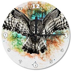 Tablomega SAAT-237-30 Siyah Gece Kuşu Baykuş Tasarım 30cm Çap Duvar Saati