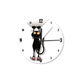 Tablomega SAAT-259-30 Tırmalayan Kara Kedi Şekilli 30 cm Çap Duvar Saati