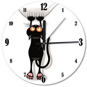 Tablomega SAAT-259-30 Tırmalayan Kara Kedi Şekilli 30 cm Çap Duvar Saati