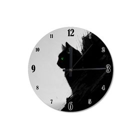 Tablomega SAAT-288-50 Yeşil Gözlü Kara Kedi Baskılı 50 cm Çap Duvar Saati