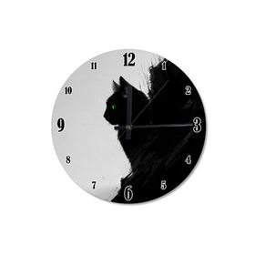 Tablomega SAAT-288-50 Yeşil Gözlü Kara Kedi Baskılı 50 cm Çap Duvar Saati
