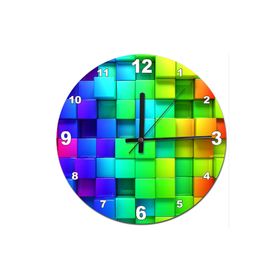 Tablomega SAAT-356-50 Renkli Kutular Akarlı 50 cm Çap Duvar Saati