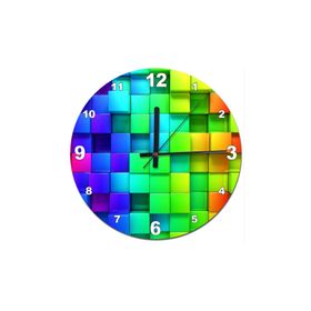 Tablomega SAAT-356-50 Renkli Kutular Akarlı 50 cm Çap Duvar Saati