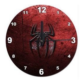Tablomega Saat-365-50 Metal Zeminde Örümcek Adam Logo Tasarım 50 cm Duvar Saati