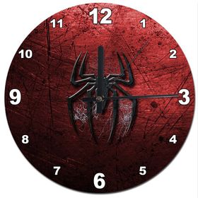 Tablomega Saat-365-50 Metal Zeminde Örümcek Adam Logo Tasarım 50 cm Duvar Saati