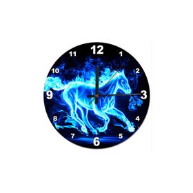 Tablomega Saat-385-50 Mavi Alevli At Desenli 50 Cm Çap Duvar Saati