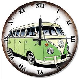 Tablomega SAAT-426-30 Yeşil Vosvos Minibüs Sessiz 30 cm Çap Duvar Saati