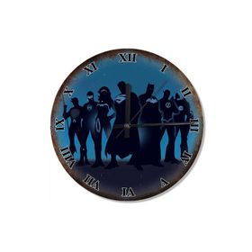 Tablomega SAAT-431-30 Siyah Mavi Süper Kahramanlar Dekoratif 30 cm Çap Duvar Saati