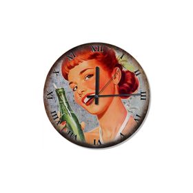 Tablomega SAAT-455-30 Soda Şişeli Eski Reklam Dekoratif 30 cm Çap Duvar Saati
