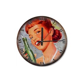 Tablomega SAAT-455-30 Soda Şişeli Eski Reklam Dekoratif 30 cm Çap Duvar Saati