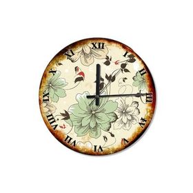 Tablomega SAAT-490-50 Mat Renkte Çiçekler Sessiz 50cm Çap Duvar Saati