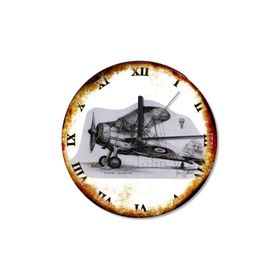 Tablomega SAAT-505-50 Pervaneli Uçak Ve Yolcu Balonu Desenli 50cm Çap Duvar Saati