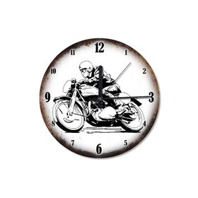Tablomega SAAT-541-30 Vintage Motosikletli Afiş Tasarım 30 cm Çap Duvar Saati
