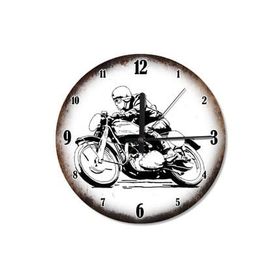 Tablomega SAAT-541-30 Vintage Motosikletli Afiş Tasarım 30 cm Çap Duvar Saati