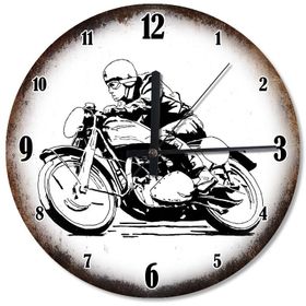 Tablomega SAAT-541-30 Vintage Motosikletli Afiş Tasarım 30 cm Çap Duvar Saati