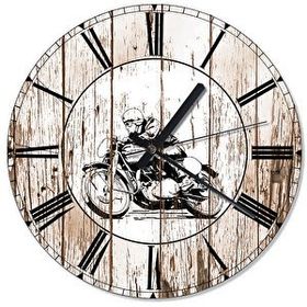 Tablomega SAAT-541-30 Vintage Motosikletli Afiş Tasarım 30 cm Çap Duvar Saati
