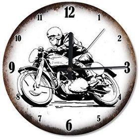 Tablomega SAAT-541-30 Vintage Motosikletli Afiş Tasarım 30 cm Çap Duvar Saati