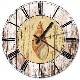 Tablomega SAAT-607-50 Sararmış Deniz Kabuğu Dekoratif 50cm Çap Duvar Saati