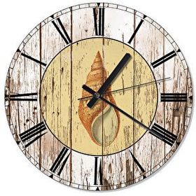 Tablomega SAAT-607-50 Sararmış Deniz Kabuğu Dekoratif 50cm Çap Duvar Saati