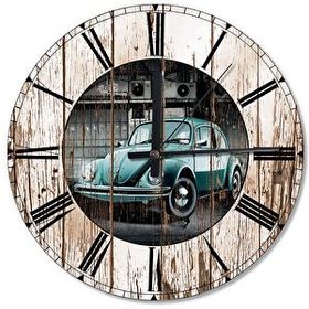 Tablomega Saat-61-30 Yeşil Volkswagen Ahşap 30 Cm Çap Duvar Saati