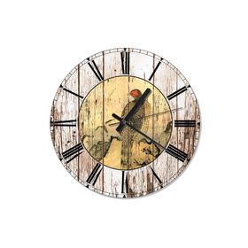 Tablomega Saat-612-30 Yabani Hayatta Kuşlar Ahşap Zemin Akarlı 30 Cm Çap Duvar Saati