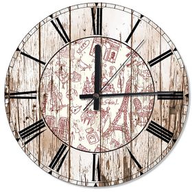 Tablomega SAAT-640-50 Pariste Şehri Yaşam Figürleri Baskılı 50cm Çap Duvar Saati