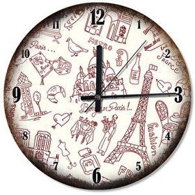 Tablomega SAAT-640-50 Pariste Şehri Yaşam Figürleri Baskılı 50cm Çap Duvar Saati