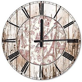 Tablomega SAAT-640-50 Pariste Şehri Yaşam Figürleri Baskılı 50cm Çap Duvar Saati