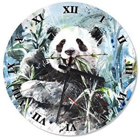 Tablomega SAAT-651-30 Keyfine Düşkün Sevimli Panda Şekilli 30cm Çap Duvar Saati