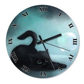 Tablomega SAAT-658-30 Yavru Kara Kedi Sessiz 30 cm Çap Duvar Saati