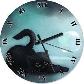 Tablomega SAAT-658-30 Yavru Kara Kedi Sessiz 30 cm Çap Duvar Saati