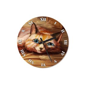 Tablomega SAAT-663-30 Uyuşuk Kedi Dekoratif 30 cm Çap Duvar Saati