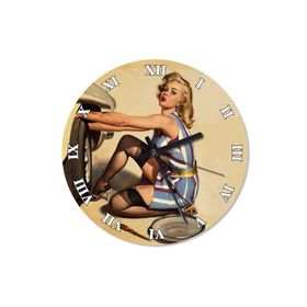 Tablomega SAAT-667-50 Otomobil Lastiği Değiştiren Çekici Kadın Şekilli 50 cm Çap Duvar Saati
