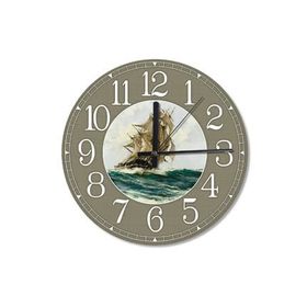 Tablomega SAAT-67-50 Üç direkli Mavna Denizde Ahşap 50 cm Çap Duvar Saati