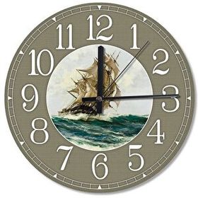 Tablomega SAAT-67-50 Üç direkli Mavna Denizde Ahşap 50 cm Çap Duvar Saati
