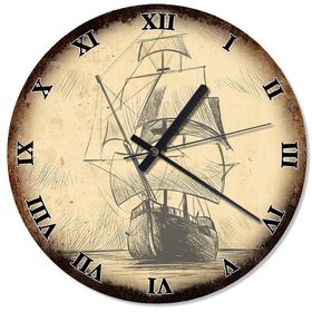 Tablomega SAAT-886-30 Yelkenli Gemi Akarlı 30 cm Çap Duvar Saati