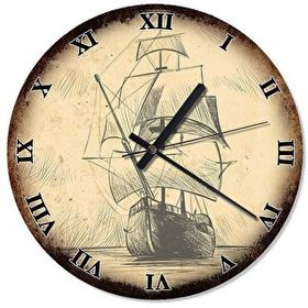 Tablomega SAAT-886-30 Yelkenli Gemi Akarlı 30 cm Çap Duvar Saati