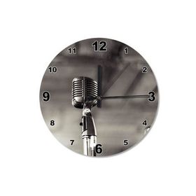 Tablomega Saat-90-30 Mikrofon Ahşap 30 Cm Çap Duvar Saati
