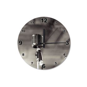 Tablomega Saat-90-30 Mikrofon Ahşap 30 Cm Çap Duvar Saati