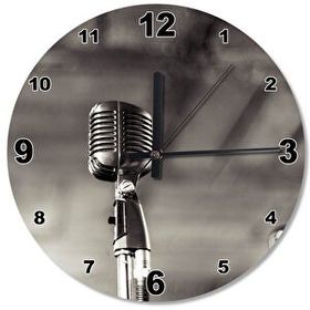 Tablomega Saat-90-30 Mikrofon Ahşap 30 Cm Çap Duvar Saati