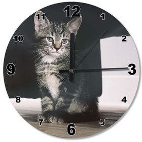 Tablomega SAAT-98-50 Yavru Kedi Ahşap 50 cm Çap Duvar Saati