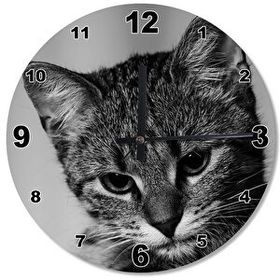 Tablomega Sevimli Kedi Ahşap Duvar Saati Duvar Saati