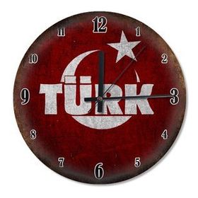 Tablomega Türk Yazı Bayrak Sessiz 50x50 cm Duvar Saati