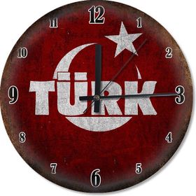 Tablomega Türk Yazı Bayrak Sessiz 50x50 cm Duvar Saati