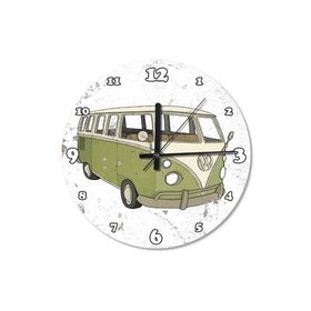 Tablomega Yeşil Vosvos Minibüs Ahşap Duvar Saati 30 X 30 cm